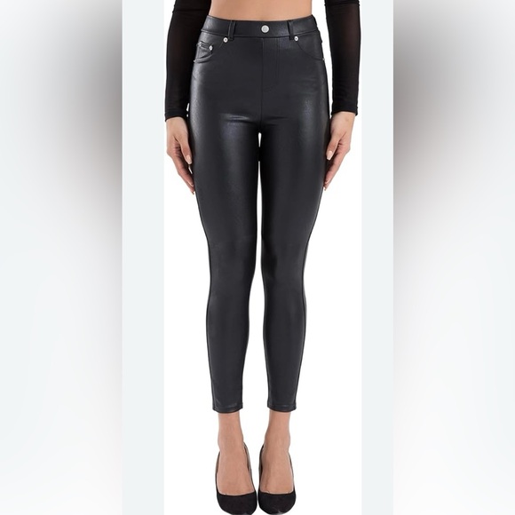 TAGOO Pants - Black Faux Leather Leggings